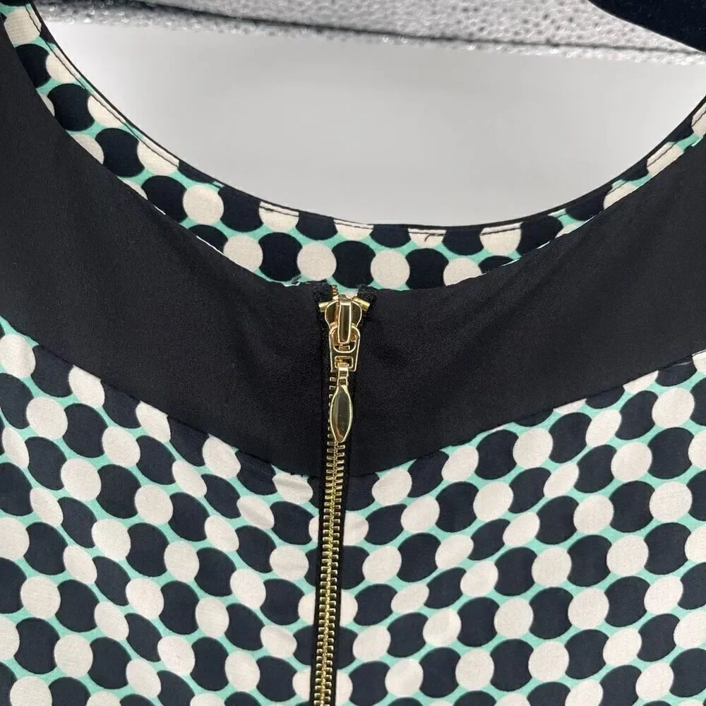 Kate Spade Kassia Women’s Geo Print Silk Quarter Length Shift Dress Large